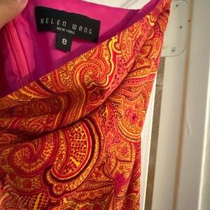 Helen wang Elegant Paisley orange yellow Red Dress size 8